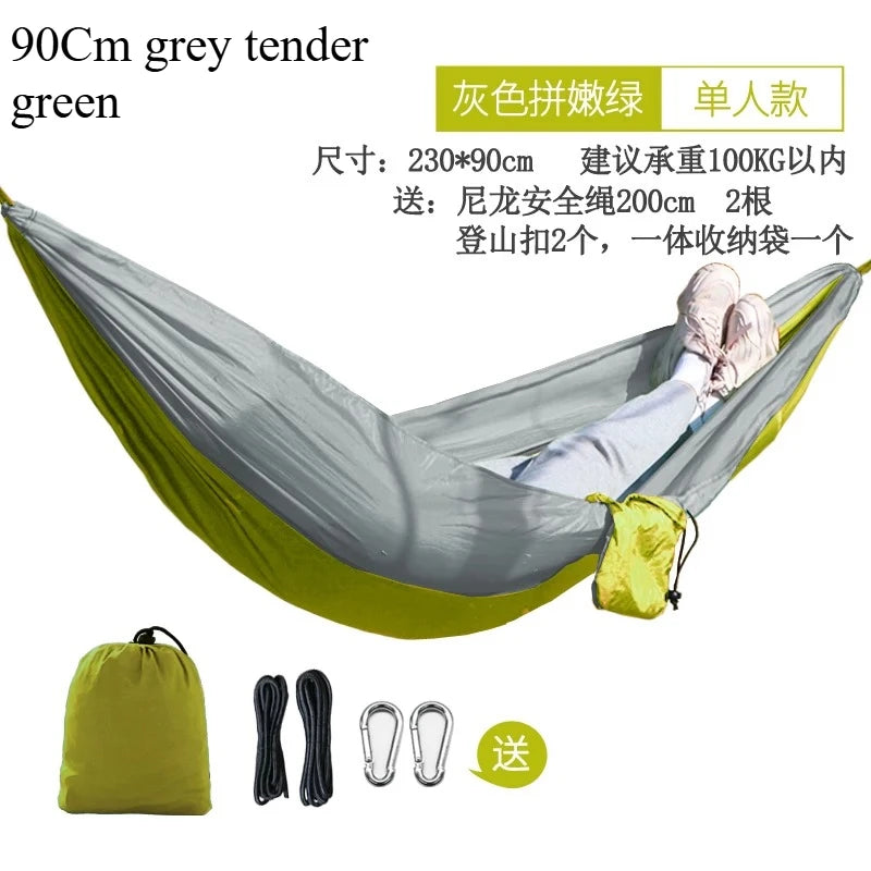 Hamac de Camping Nylon Simple ou Double, Cordes et Mousquetons Inclus, vue 6