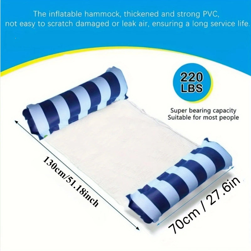 Hamac Gonflable de Piscine en PVC Épais avec Filet, 130 x 70 cm, Rose ou Bleu Ciel, vue 3
