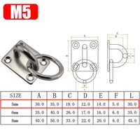 Plaque à Anneau Inox 304 pour Hamac, Fixation Plafond et Mur, M5 à M8, vue 9