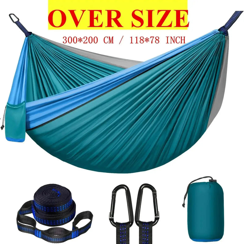 Hamac de Camping Double Extra Large 300 x 200 cm avec 2 Sangles de 2 m et Mousquetons