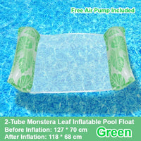 Hamac Gonflable de Piscine 4 en 1 en PVC, Motif Feuilles de Monstera, 127 x 70 cm, avec Pompe, vue 10