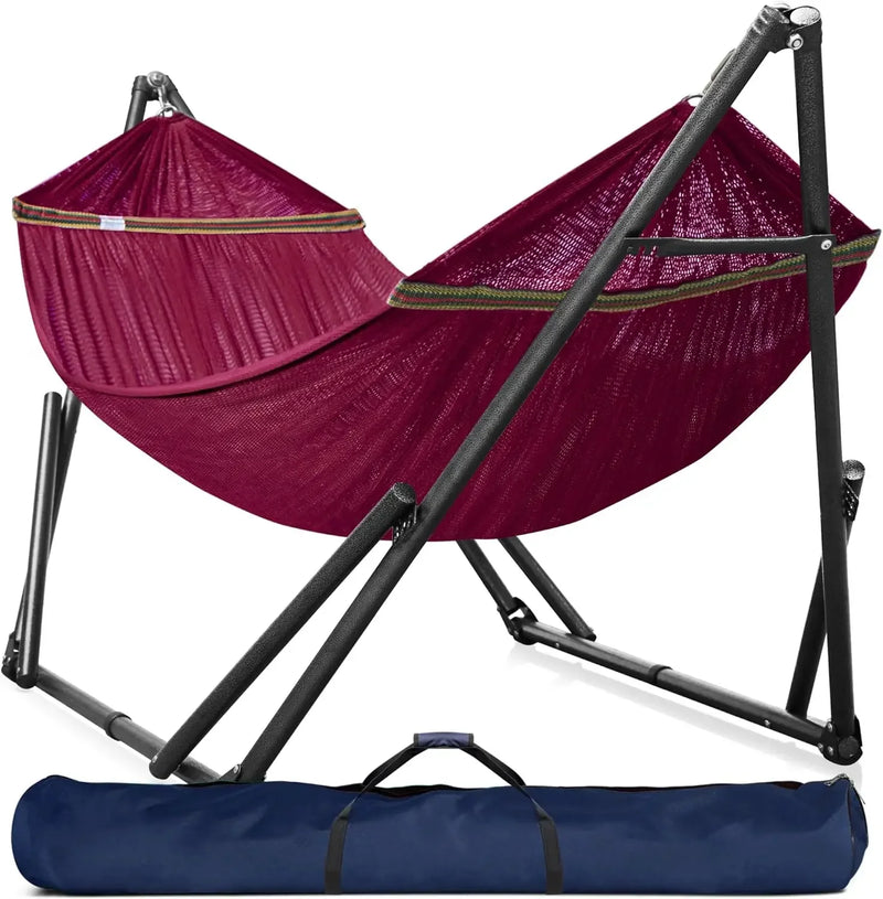 Hamac sur Pied Pliable 2 Places, Barres en Bois et Sac de Transport, vue 8