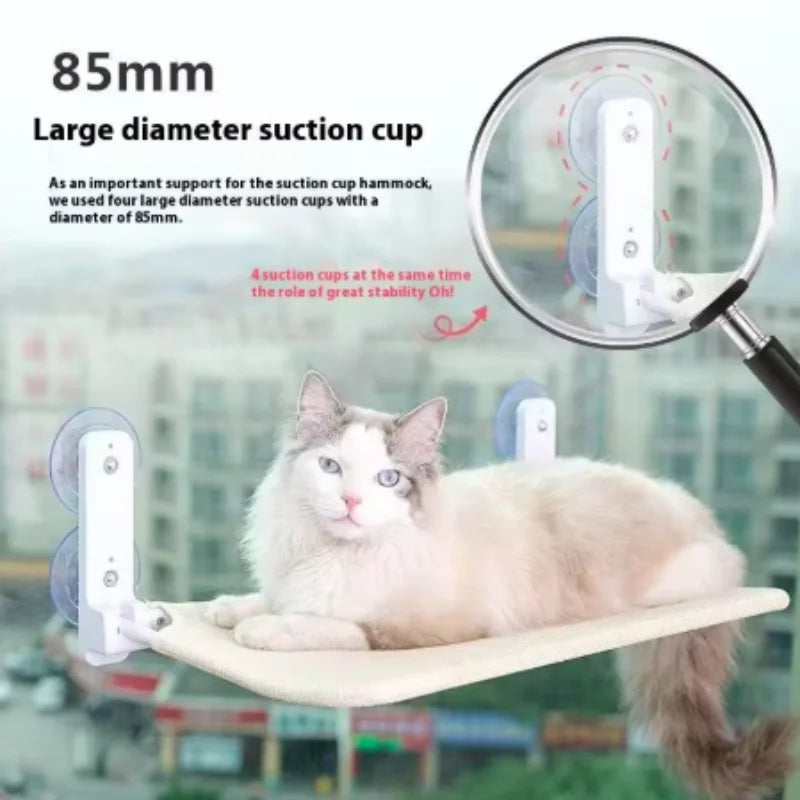 Hamac pour Chat Fenêtre à Ventouses, Assise en Maille Respirante, Pliable, vue 2