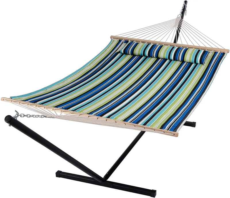 Hamac sur Pied Double Matelassé, Support Acier 12 Pieds, Toile 200 x 140 cm, vue 5