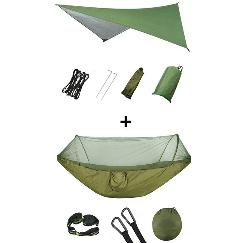 Hamac de camping pop-up avec moustiquaire et bâche de protection, 250 x 120 cm, vue 11