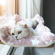 Hamac Suspendu de Fenêtre pour Chat en Toile Oxford, Fixation à Ventouses, 55 x 35 cm