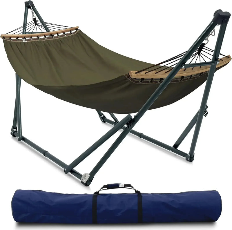 Hamac sur Pied Pliable 2 Places, Barres en Bois et Sac de Transport, vue 20