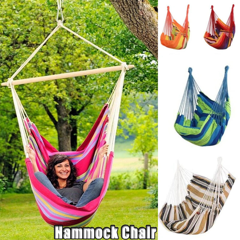 Chaise Hamac Suspendue à Barre en Bois, 130 x 100 cm, 8 Coloris