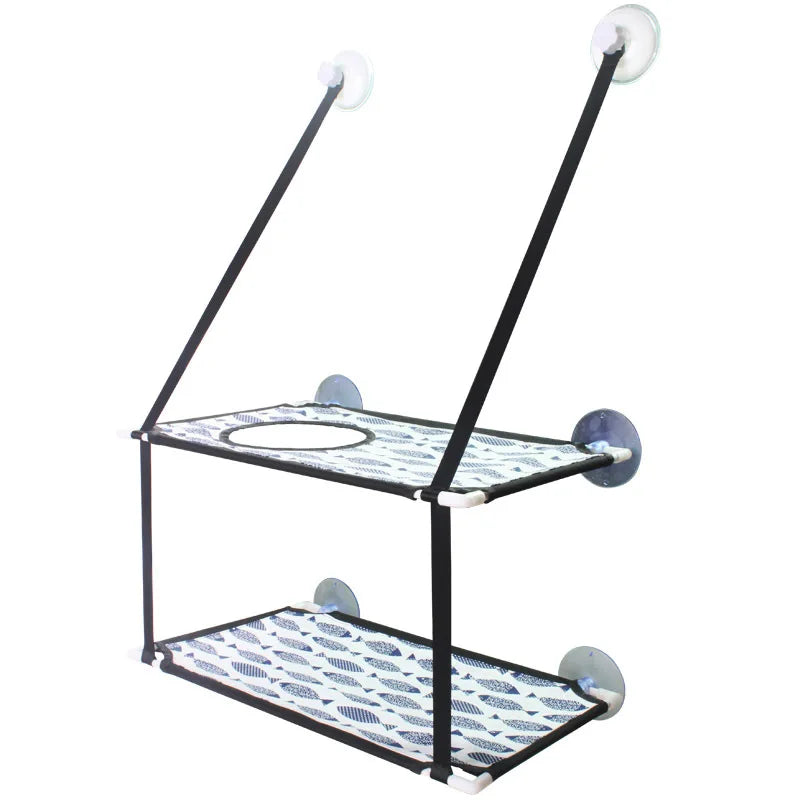 Hamac pour Chat de Fenêtre Double Étage avec Tunnel, à Ventouses, 51 x 31 cm, vue 9