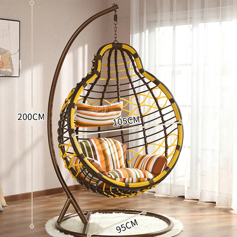 Fauteuil Suspendu Œuf en Résine Tressée avec Pied en Arc, 6 Coloris, vue 12