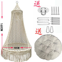 Chaise Hamac Suspendue en Macramé Écru, Forme Conique, Coussin Rond, 3 Tailles, vue 9