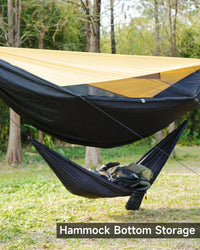 Hamac de camping avec toile pare-soleil 290 x 140 cm et hamac de rangement suspendu, vue 3