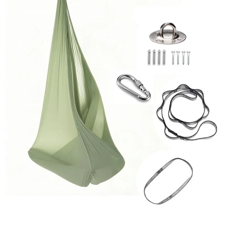 Hamac Suspendu Élastique en Polyamide, 150 x 280 cm, Kit de Fixation, Yoga Aérien, vue 8