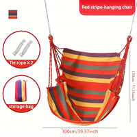 Chaise Hamac Suspendue en Toile Épaisse Rayée pour Jardin et Camping, vue 2