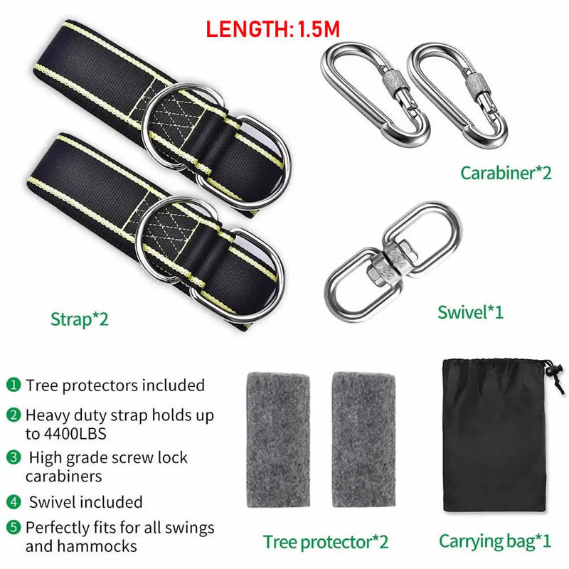 Kit de sangles pour hamac de 150 cm avec mousquetons, 5 à 8 pièces, vue 9