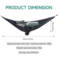 Hamac de camping avec toile pare-soleil 290 x 140 cm et hamac de rangement suspendu, vue 9