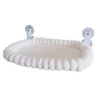 Hamac pour Chat Fenêtre à Ventouses, Peluche Blanche, Ovale ou Carré, vue 5