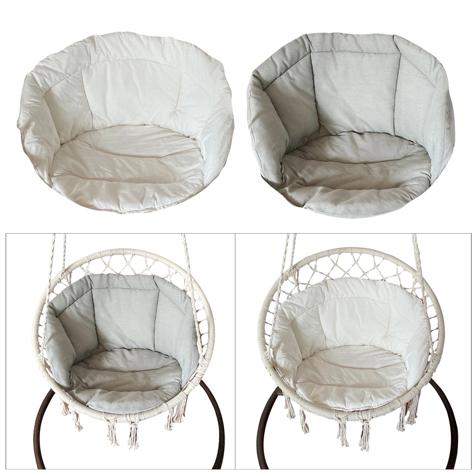 Coussin Épais en Lin 60 x 60 x 45 cm pour Fauteuil Suspendu, Hamac et Fauteuil à Bascule