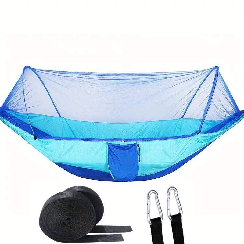 Hamac de Camping avec Moustiquaire Intégrée, Nylon Ultra-léger 720 g, Sangles et Mousquetons, vue 8