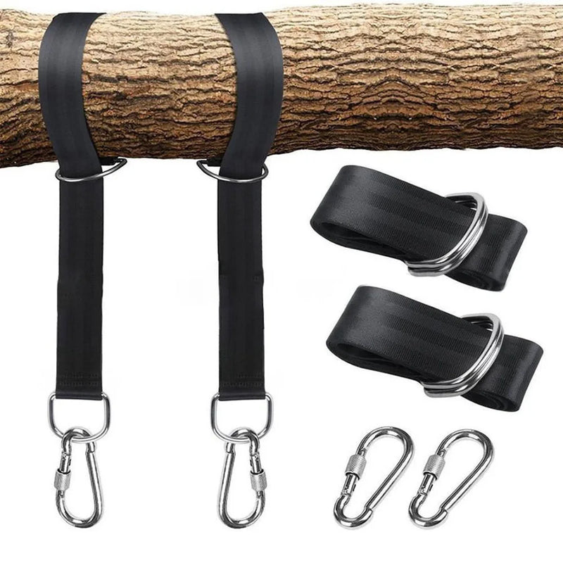 Sangles de suspension à anneaux pour hamac, 2 mousquetons, 60 à 200 cm