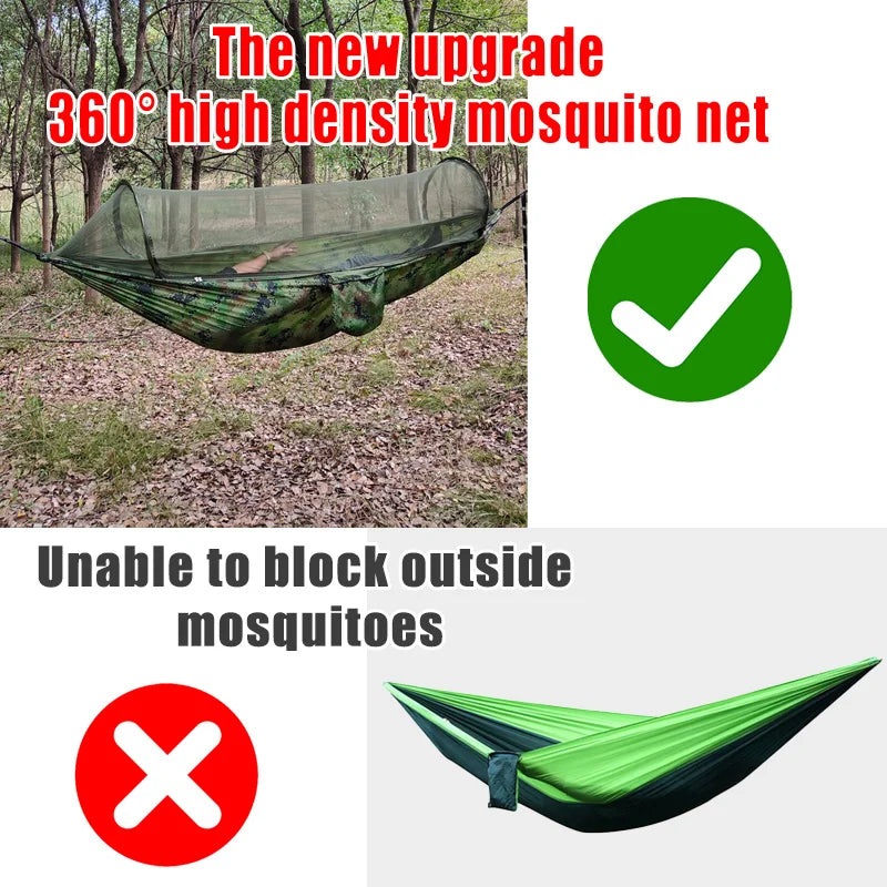 Hamac de camping double avec moustiquaire, sangles et bâche en option, vue 3