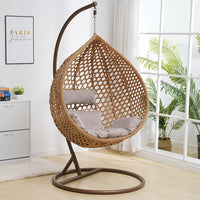 Fauteuil Suspendu Rond en Résine Tressée, Pied en Fer Forgé 195 cm, vue 3