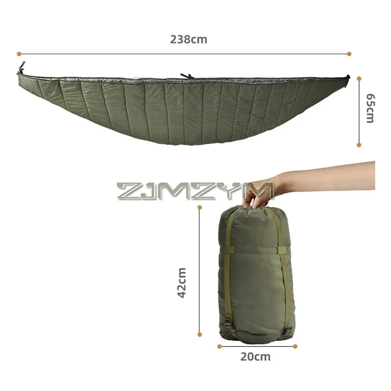 Sous-couette pour hamac en nylon ripstop 238 cm, garnissage 200 g, bleu ou vert militaire, vue 6