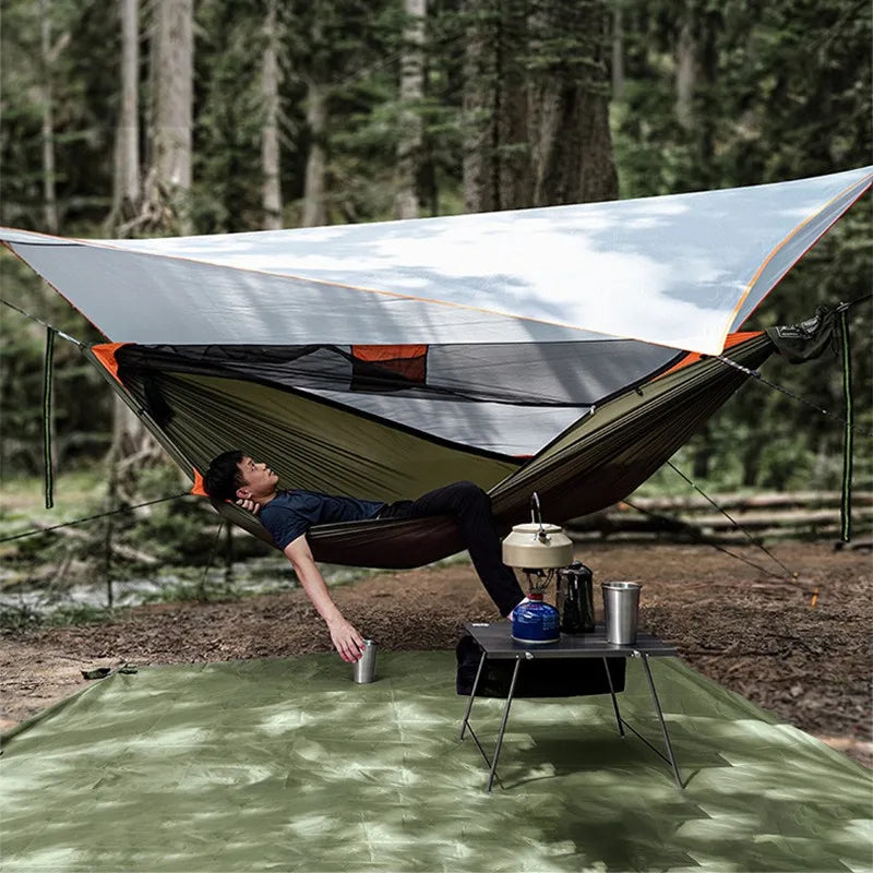 Hamac de Camping avec Moustiquaire à la Pièce, Bâche, Matelas et Sac de Couchage, vue 5