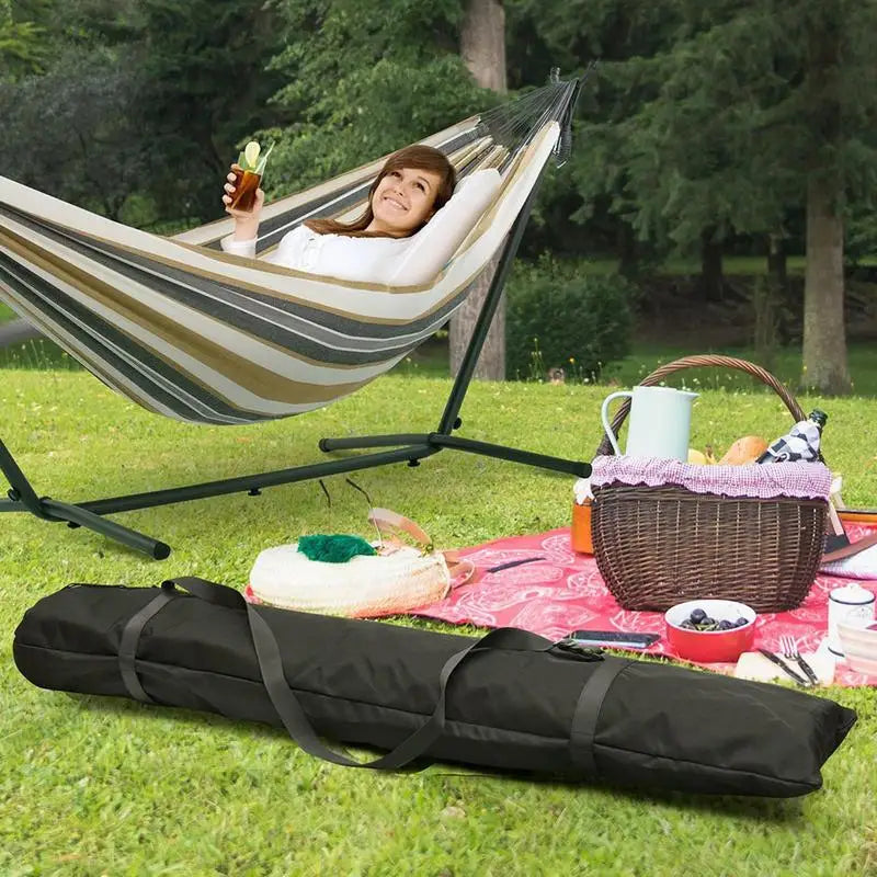 Sac de rangement pour support de hamac en Oxford 900D noir, 169 x 42 cm, poignées réglables, vue 6