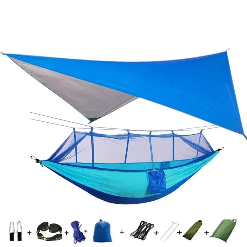 Hamac de Camping Double Moustiquaire, Bâche Imperméable et Sangles, 260 x 140 cm, vue 12