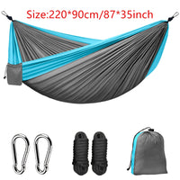Hamac de camping léger en nylon, 220 x 90 cm ou 270 x 140 cm, sac et mousquetons, vue 13