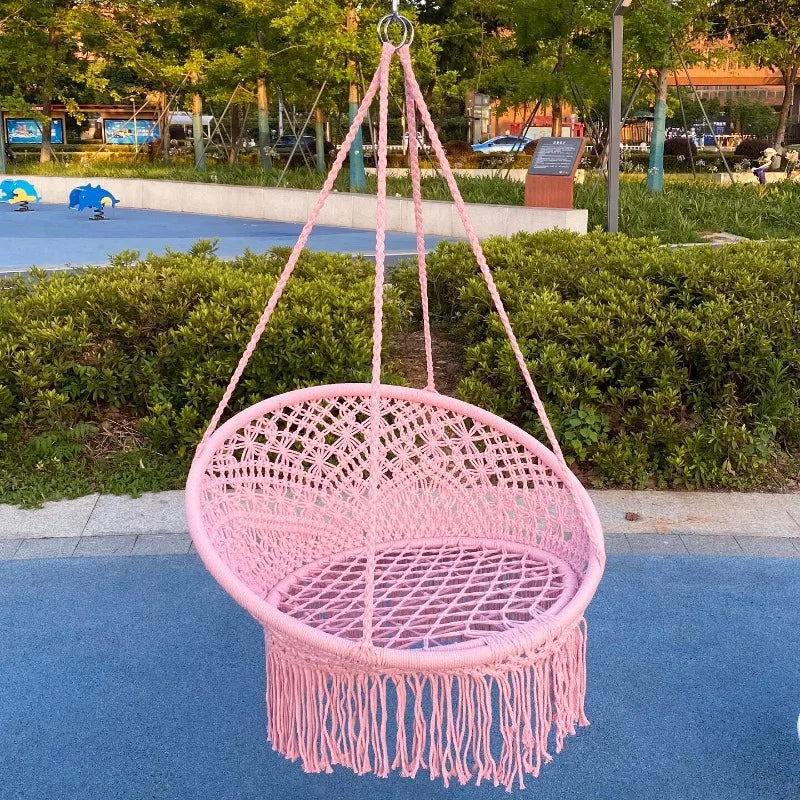Chaise Hamac Suspendue en Macramé avec Franges, Siège Rond, 8 Coloris, vue 5