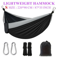 Hamac de camping léger en nylon, 220 x 90 cm ou 270 x 140 cm, sac et mousquetons, vue 7