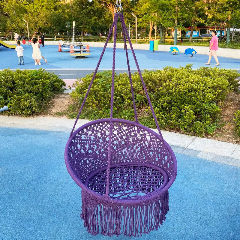 Chaise Hamac Suspendue en Macramé avec Franges, Siège Rond, 8 Coloris, vue 14