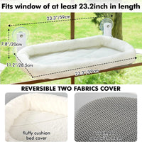 Hamac pour Chat Fenêtre Pliable, Housse Zippée Réversible Peluche et Maille, Blanc ou Gris, vue 2