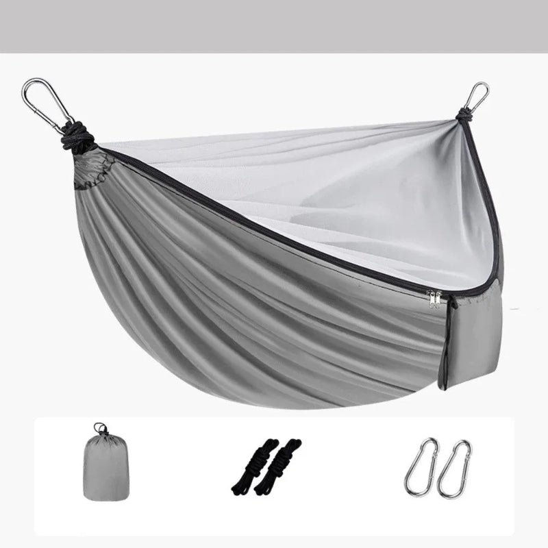 Hamac de Camping Double avec Moustiquaire Intégrée, Polyester, 270 x 140 cm, 5 Coloris, vue 9