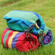 Hamac Rayé en Toile de Coton 260 cm, 3 Largeurs, Rouge ou Bleu, avec Sac et Cordes