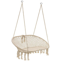 Chaise Hamac Banc Suspendu Double en Macramé de Coton, Franges, 138 x 51 cm, vue 5