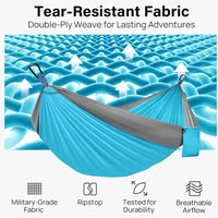Hamac de camping portable en nylon 210T, simple 270 x 140 cm ou double 300 x 200 cm, vue 3