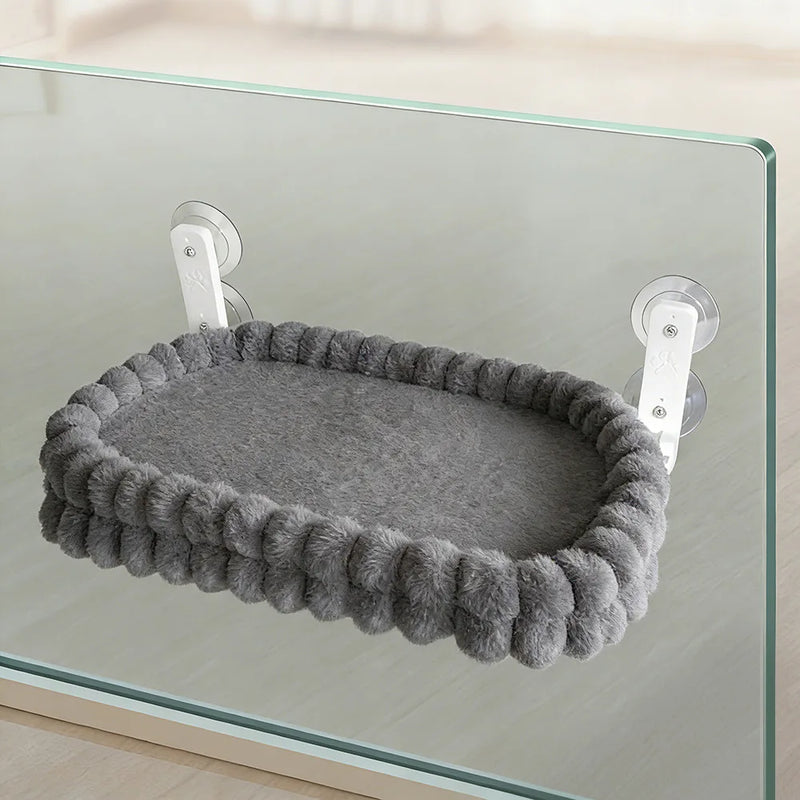 Hamac pour Chat de Fenêtre à Ventouses en Peluche, Pliable, Blanc ou Gris, 55 x 33 cm, vue 7