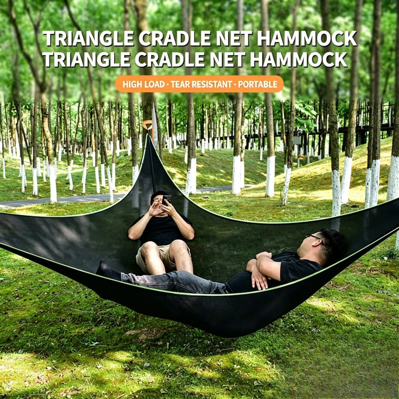 Hamac Triangle Filet Noir pour Arbres, Polyester, 2,8 m de Côté, vue 4