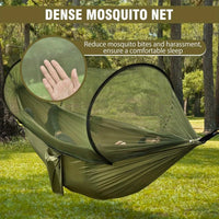 Hamac de Camping avec Moustiquaire Intégrée, Nylon Ultra-léger 720 g, Sangles et Mousquetons