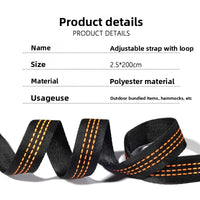 Sangles de Hamac Réglables 2 m x 2,5 cm, 5+1 Boucles Renforcées, Lot de 2, 11 Coloris, vue 3