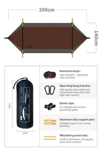 Hamac de Camping avec Moustiquaire Dôme et Pare-Soleil, 270 x 140 cm, Sous-Couette en Option, vue 5