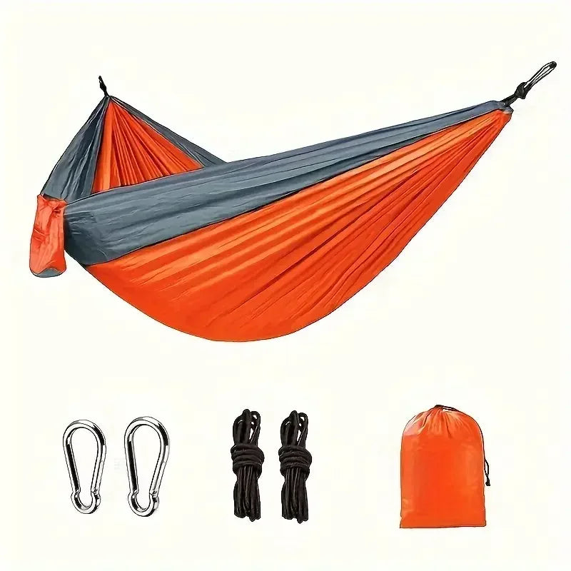 Hamac de camping simple en nylon 220 x 90 cm, sangles et mousquetons fournis, vue 9