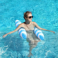 Hamac gonflable de piscine 1 place en PVC rayé, largeur 70 cm, 4 coloris, vue 5