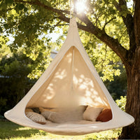 Tente Suspendue Cocon Écru pour Jardin et Chambre, Nid Fauteuil Suspendu, 150 cm, vue 3
