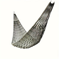 Hamac filet de jardin et plage en nylon vert olive, cordes incluses, vue 4