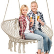 Chaise Hamac Banc Suspendu Double en Macramé de Coton, Franges, 138 x 51 cm