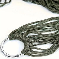 Hamac de Camping en Filet de Nylon Vert Militaire avec Anneaux Métalliques, vue 3